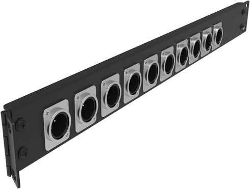 Jingchengmei 12 Port/Way/Hole Hinged Patch Panel - 1U 19" Rack Mount D-Type Connectors - Audio with Hinged Side (H1U12D, Black)...