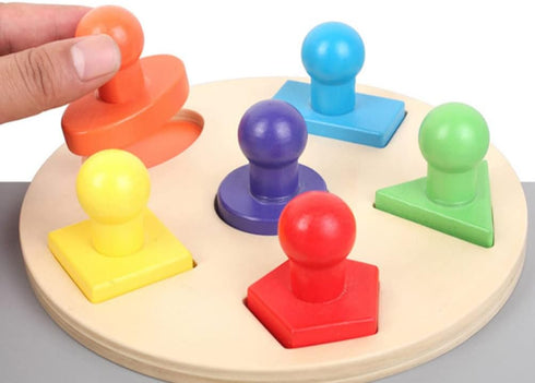 Totority Wooden Peg Shape Puzzle Montessori Puzzle Jigsaw Puzzle Geometric Toy Toddlers Preschool Learning Educational Material...