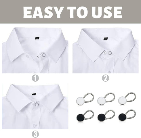 12PCS Metal Elastic Collar Extenders, LIOUCBD Invisible Button Extenders, Neck Extender Wonder Button for Mens Shirts Dress Cuffs Trouser Coat Pan...