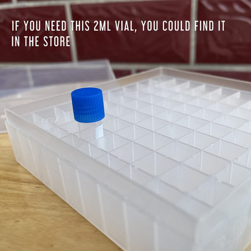 81 Pieces 2ml Small Graduated Cryovials with Storage Box, Seed Small Screw Stone Collection Holder, Plastic Screw Top Vials with Silicone O-Rings,...
