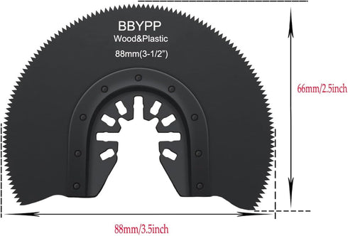 7pcs Semi Circular Oscillating Saw Blades for Cutting Wood Plastic Soft Metal, 3-1/2 Inch (88mm) Oscillating Multitool Quick Release Saw Blades Fi...