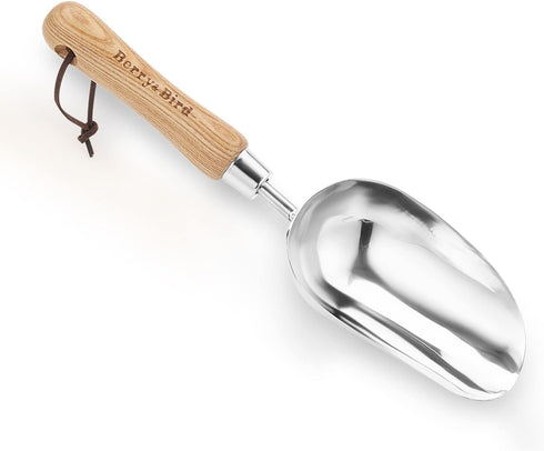 Garden Loose Soil Scoop, Stainless Steel Hand Shovel Spade with Wood Handle Multi Function Gardening Trowel Spoons for Transplanting, Digging, Pla...