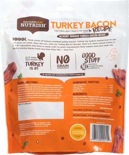 Rachael Ray Nutrish Turkey Bites Real Meat Grain Free Dog Treats, Turkey Recipe with Hickory Smoked Bacon Flavor, 12 Ounces (Packaging May Vary)...