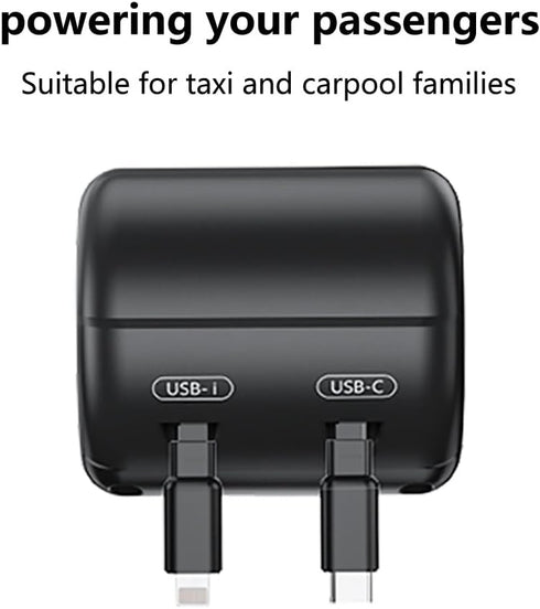 Multi Car Retractable Backseat 3 in 1 Car Charging Station Box (3Ft - Mini)...