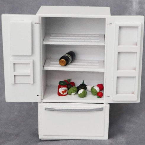 1:12 Scale 1/12 Mini Furniture minihouse Kitchen White Refrigerator Fridge with 2 Doors Furniture Accessories Wooden Refrigerator Fridge Freezer.....