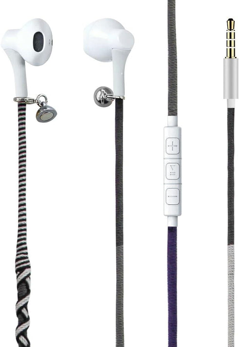 URIZONS 3.5mm Jack in-Ear Ear Buds Headphones with Mic - Tangle Free Cord Heavy Sound Bass Bracelet Stereo Earphones Compatible with iPhone Samsun...