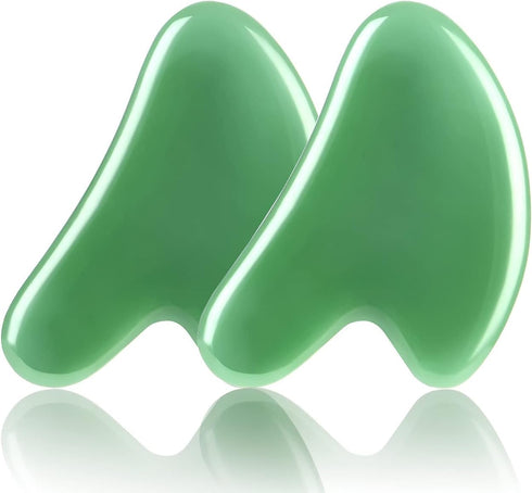 Gua Sha Massager Tool, 2 Pcs Natural Jade Stone Guasha Board, Gua Sha Scrapping Massager Stones for Physical Therapy and SPA Acupuncture Therapy, ...