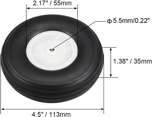 uxcell Tire and Wheel Sets for RC Airplane,PU Sponge Tire with Plastic Hub,4.5 Inch 2pcs...