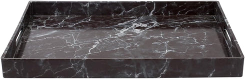 HDS Serving Tray Trading 18 x 13 Coffee Tray Faux Marble, Black...