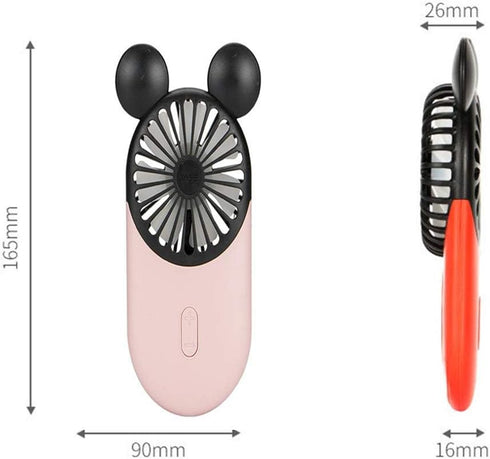 Cute Personal Mini Fan, Handheld & Portable USB Rechargeable Fan with Beautiful LED Light, 3 Adjustable Speeds, Portable Holder, for Indoor Or Out...