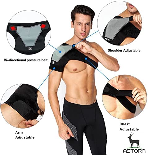 Astorn Adjustable Shoulder Brace for Rotator Cuff and AC Joint Pain Relief - Compression Sleeve for Men and Women with Ice Pack Holder...