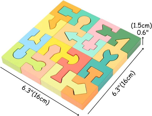 Wooden Shapes Puzzles Blocks Geometric Brain Teaser Montessori Toys Jigsaw 3D Logic IQ Game Shape Sorter Preschool STEM Educational Learning Gift ...