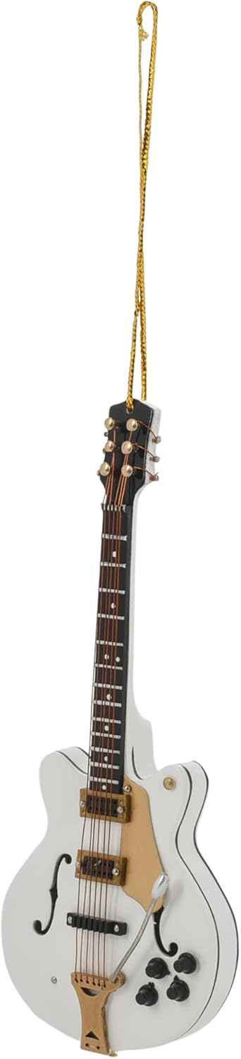 Broadway Gifts 5.5" White Wood Hollow Boby Electric Guitar Ornament Decoration...
