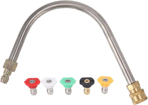 Pressure Washer Extension, Pressure Washer Curved Rod Pressure Washer Extension Wand Rod, Power Washer Lance Stainless Steel and Solid Brass 1/4 I...
