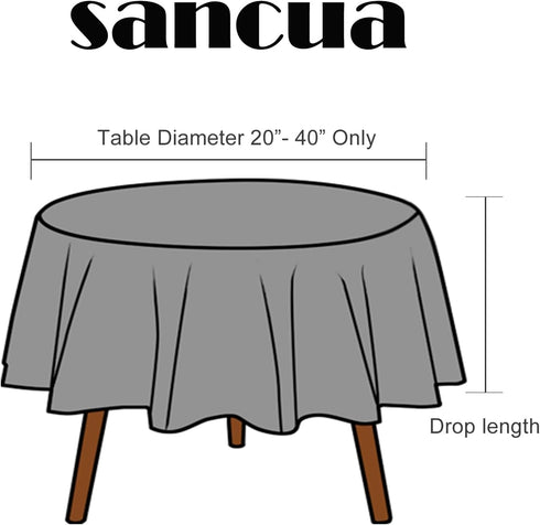 sancua Round Tablecloth - 60 Inch - Water Resistant Spill Proof Washable Polyester Table Cloth Decorative Fabric Table Cover for Dining, Buffet Pa...