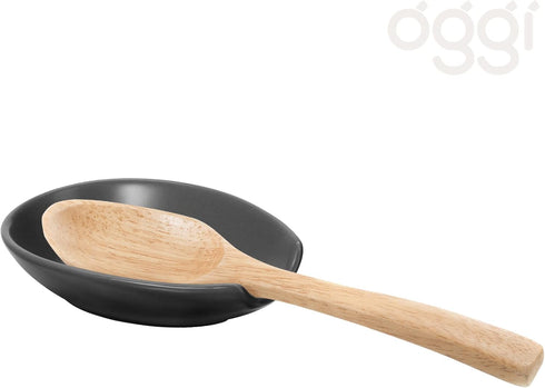 OGGI Spooner Ceramic Spoon Rest- Spoon Rest for Stove Top, Spoon Holder for Countertop, Kitchen Decor for Counter, Coffee Bar Accessories, Gray...