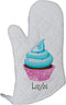 Personalized Custom Text Blue Cupcake Polyester Oven Mitt Kitchen Mittens...