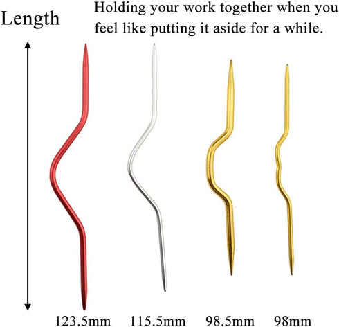 Hahiyo Needles Stitch Holders Set Sturdy Aluminum Mixed Color Safety Pin Cable Knitting Bent Weaving Needle Hooks 9 Pieces for Sweaters Socks Yarn...