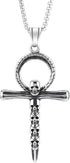 Cross Pendant for Car Rear View Mirror Decor Hanging Ornament Stainless Steel skull Cross Necklace Amulet Jewelry Men Boys Christian Gift...