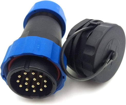 SD28 28MM IP68 16Pin Panel Mount Waterproof Wire Connector,Industrial Power Cable Connector (16-Pin, Panel Mount-Plug(male)&Socket(female))...
