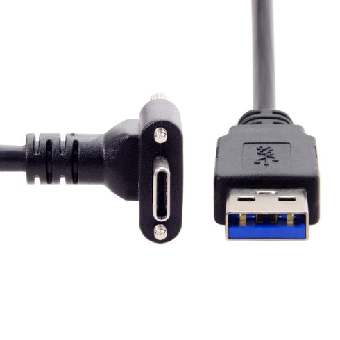 JSER Down Up Angled USB 3.1 Type-C Dual Screw Locking to Standard USB3.0 Data Cable 90 Degree Compatible for Camera...