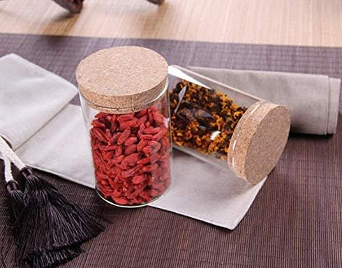 2Pcs 300ml/10oz Empty Clear Glass Bottles with Cork Stopper - Refillable Dry Food Goods Storage Container Vial Jars For Flower Tea Dry Fruit Nuts ...