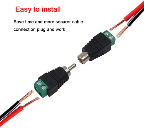 FULARR 20Pcs Professional RCA Connector Kit, 10 Pairs RCA Male Plug & Female Socket to AV Screw Terminal Block Audio Video Connector Adapter, for ...