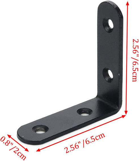 Corner Brace 2.56" x 2.56" L Brackets Black Right Angle Bracket 90 Degree Bracket -4pcs...