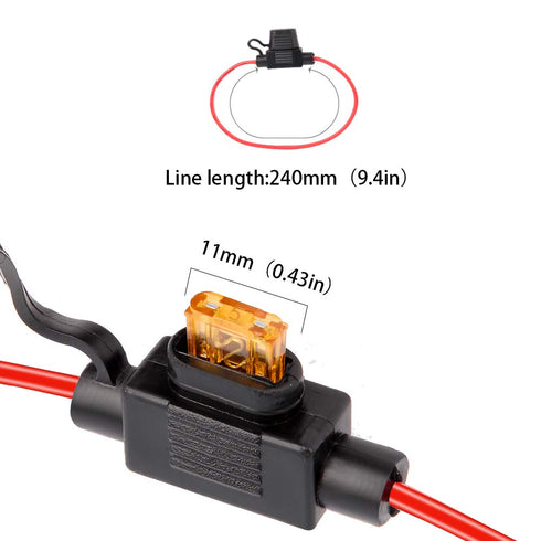 2 Pack Mini Blade Fuse Holder 18 Gauge Waterproof Pigtail Inline Fuse Holder with 5A ATM Fuses...
