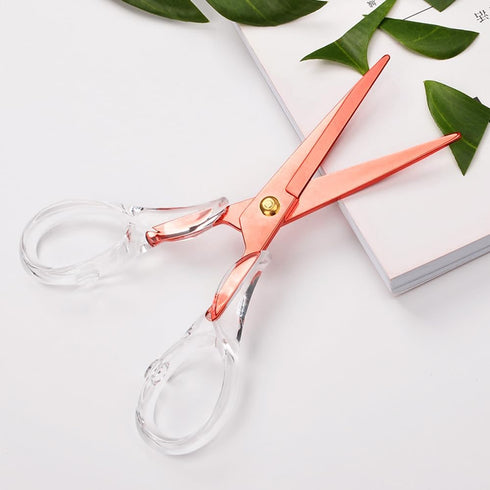 Scissors Rose-gold, Stainless Steel Blade with Acrylic Handle, All Purpose Scissor for Office, School, Home, Fabric Shears, Tijeras...