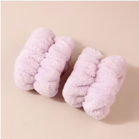 Makeup Hair Headband Purple Wristbands for Washing Face Spa Head Band Wrist Bands Facial Headbands for Skincare Arm Cuffs for Washing Face 3Pcs...