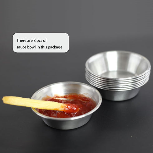 8 Pack Stainless Steel Dipping Bowls Set - Perfect Size for Sauces, Nugs, Fries - Sauce Dishes for Charcuterie Board - Mini Prep Bowls...