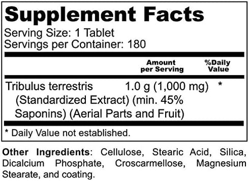 Tribulus Terrestris 1000 mg 180 Tablets - Supports Muscle Strength Stamina Vitality Energy Endurance...