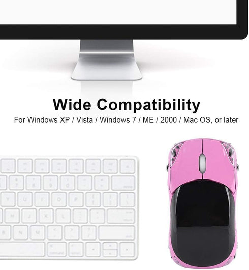 2.4G Wireless Mouse 3D Car Shape Wireless Optical Mouse with USB Receiver for PC Computer Laptop(F-car, pink)...
