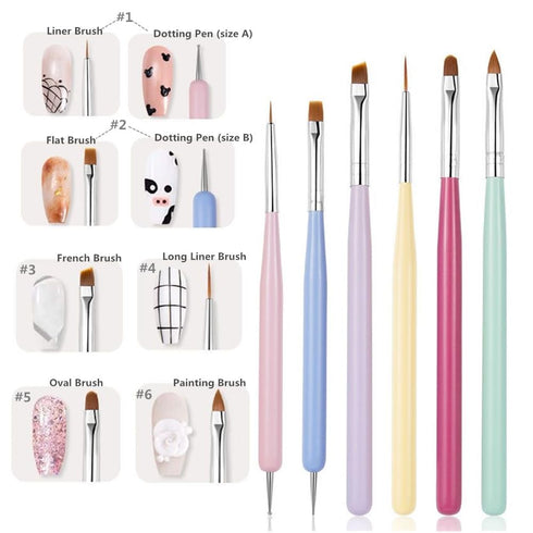 6 PCS Nail Art Brushes Set, Nail Painting Brushes Nail Art Liner Brushes and Nail Art Dotting Pens...