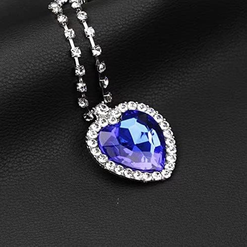 | Stunning Heart of The Ocean Necklace from Titanic Movie | Premium Alloy Silver and 1.3 x 1.38 Inches Swarovski Crystal | Definitely The Best Pre...