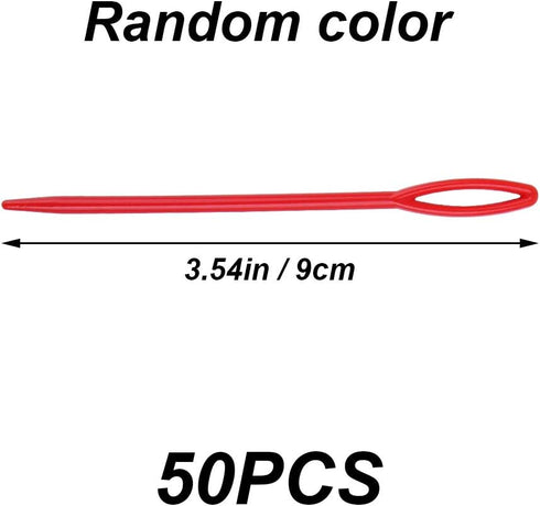 50 PCS Colorful Large Eye Plastic Sewing Needles, 3.54 Inch Yarn Needles Plastic Weaving Needles Embroidery Needles Safety Lacing Needles Learning...
