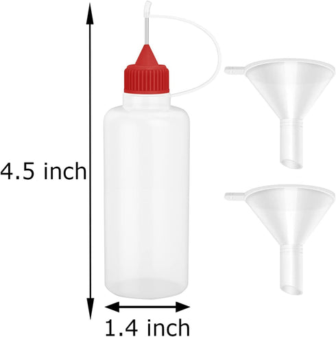12 Pcs 2 Ounce Needle Tip Glue Bottle 60 mL Plastic Dropper Bottles Multicolor lid with 2 Pcs Mini Funnel for Small Gluing Projects, Paper Quillin...