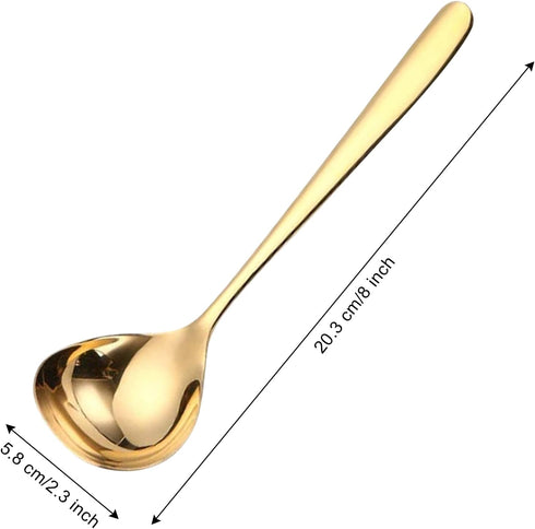 GuDoQi Soup Ladle, 3 Pack Durable 304 Stainless Steel with Polished Titanium Plated Big Volume Soup Spoon, Kitchen Gadget Utensil,8 Inch, Gold...
