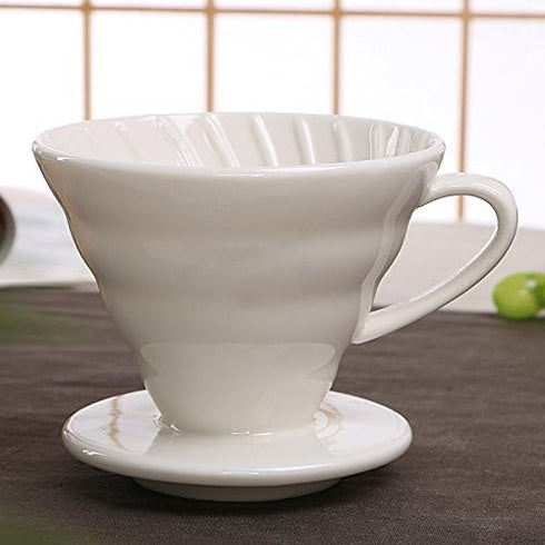 Ceramic Coffee Dripper Pour Over Cone Coffee Maker (white, 02)...