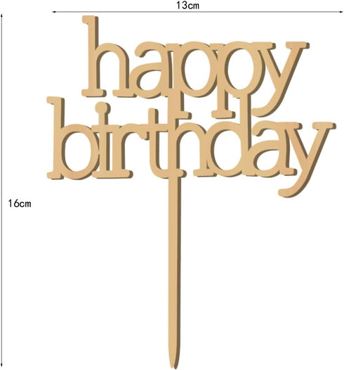 Happy Brithday Cake Topper Decor Adult Birthday Party Rustic Wood Decoration Supply...