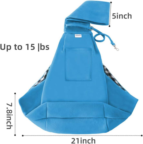 FDJASGY Small Pet Sling Carrier-Hands Free Reversible Pet Papoose Bag Tote Bag with a Pocket Safety Belt Dog Cat for Outdoor Travel...