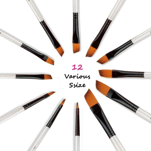 Artist Paint Brushes Set, 12pcs Professional Angular Paintbrushes for Acrylic Watercolor Oil Painting, Face Body Nail Art, Crafts, Canvas, Rock, S...