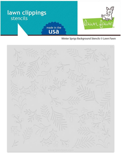 Lawn Fawn LF3265 Winter Sprigs Background Stencils Stencils...