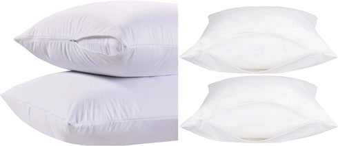 4 Pack Deluxe Zippered Vinyl Pillow Covers - Waterproof Protectors for Longer Lasting Pillows. Standard Size 20"x29". Ideal for Home, Hotel and Ho...