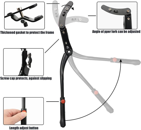 Bike Kickstand Adjustable Aluminium Alloy Bicycle Kickstand Bike Side Kickstand Fit for 22" 24" 26" 28" Mountain Bike/700 Road Bike/BMX/MTB (Three...