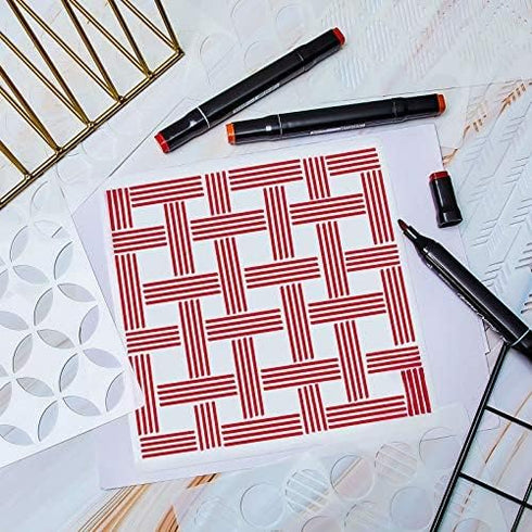 12 Sets Geometric Honeycomb Stencils Painting Art Templates Stencils for Scrapbooking Drawing Tracing DIY Furniture Wall Floor Decor (6 x 6 Inch)...