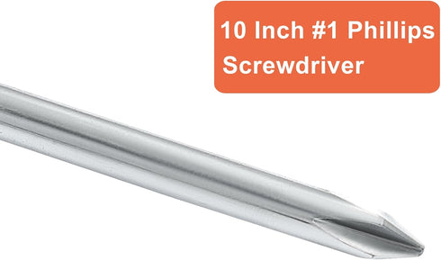 10 Inch Phillips Screwdriver, Extra Long Shaft Cross Head Screwdriver #1 Magnetic Tip Screwdrivers Long Screwdriver for Repair Home Improvement...