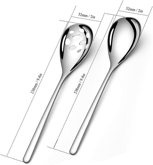 6-Piece Serving Spoons Set,Stainless Steel Serving Tablespoons,Serving Spoons x 3, Slotted Spoons x 3,9.4 Inches Large Serving Spoon for Buffet Pa...