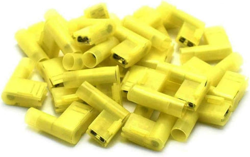 AKOAK 36 Pack 12-10 Gauge Yellow Fully Insulated Flag Wire Connectors Quick Disconnects Electrical Wiring Female Spade Nylon Wire Crimp Terminals...